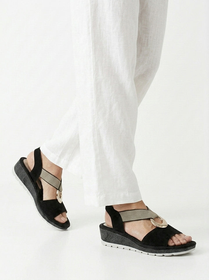 Amy's Wardrobe | Sleek Flat Sandals with Metal Buckle
