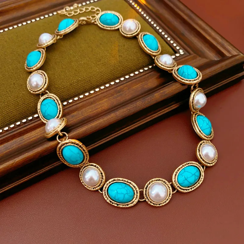 Antique Turquoise Pearl Set | Elegant Vintage Jewelry Set