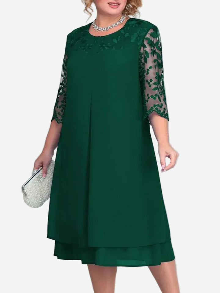Audriana | Elegant Three Quarter Sleeve Midi Dress