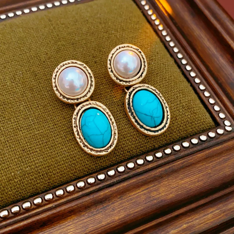 Antique Turquoise Pearl Set | Elegant Vintage Jewelry Set