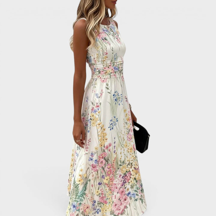 Gillian | Floral Print Three Quarter Sleeve Midi Dress