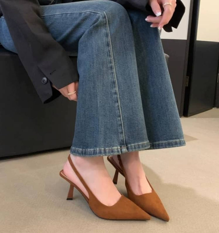 Marlena | Nude Slingback Heels with Slim Heel