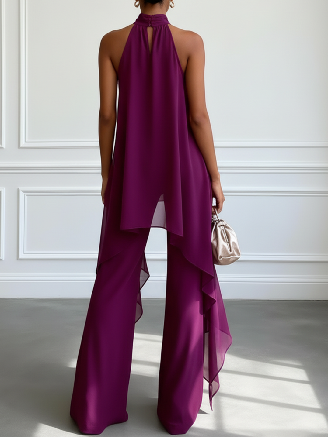 Penelope - Asymmetric Halter Elegant Two-Piece Set