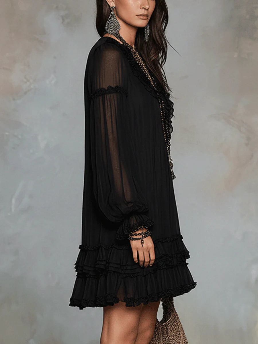 Nysa - Floral Print Chiffon Mini Dress