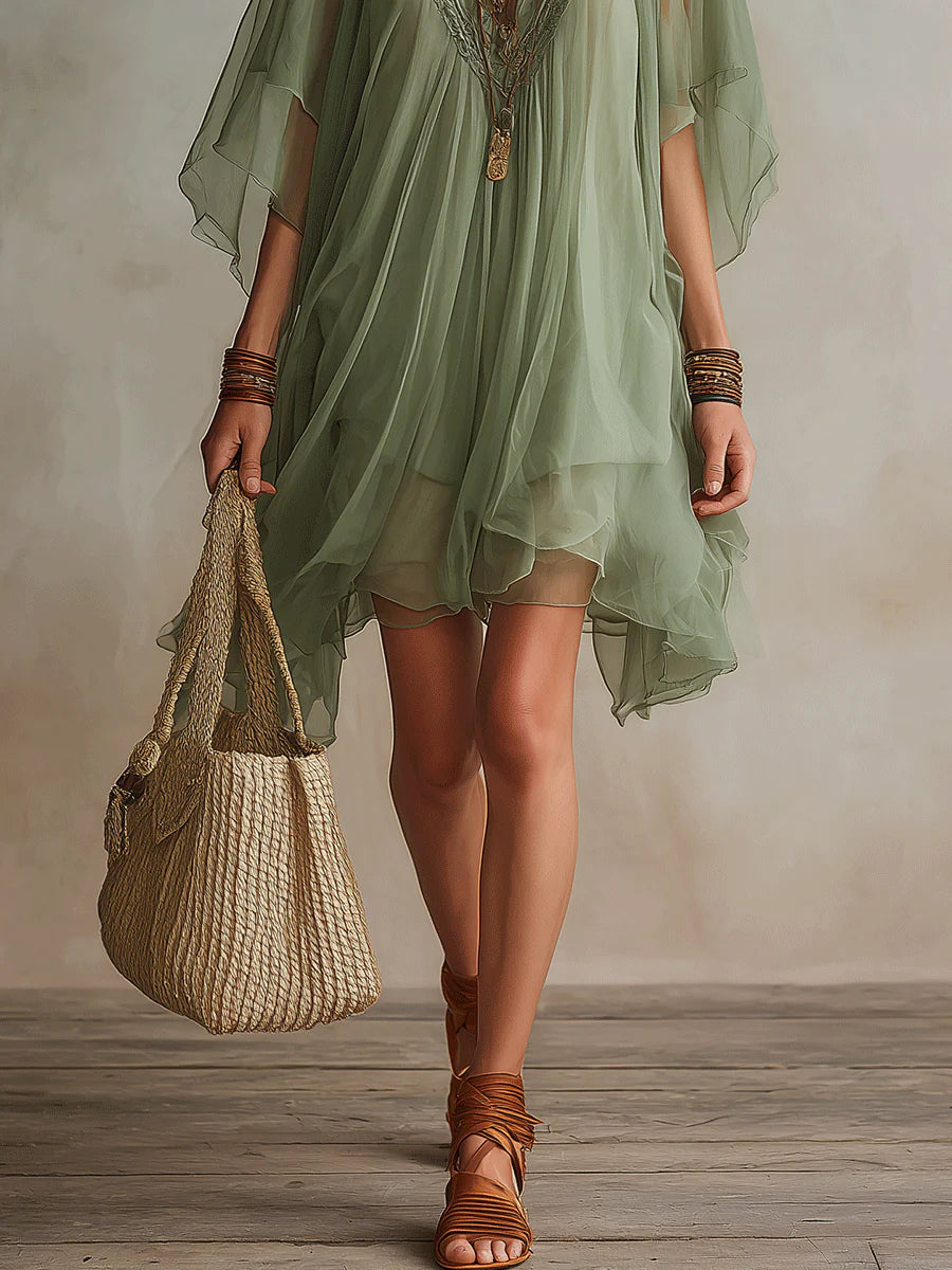 Colleen | Floral Print Three Quarter Sleeve Mini Dress