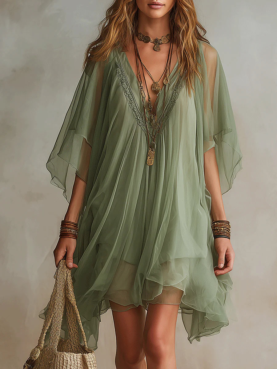 Colleen | Floral Print Three Quarter Sleeve Mini Dress