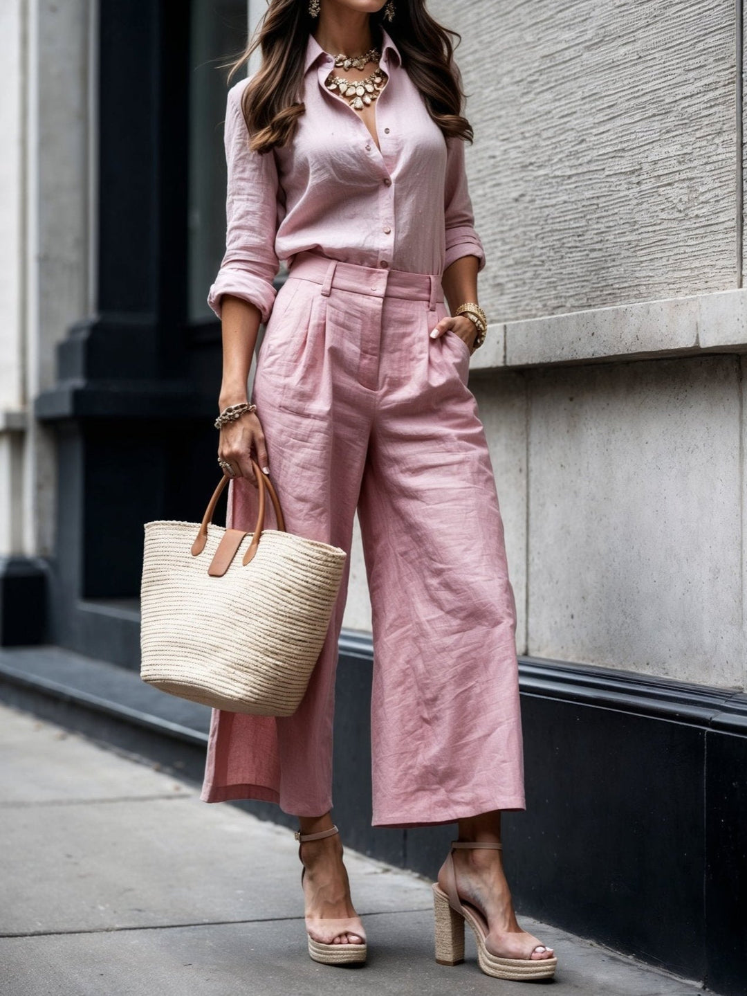 Nelle | Elegant Shirt & Capri Set