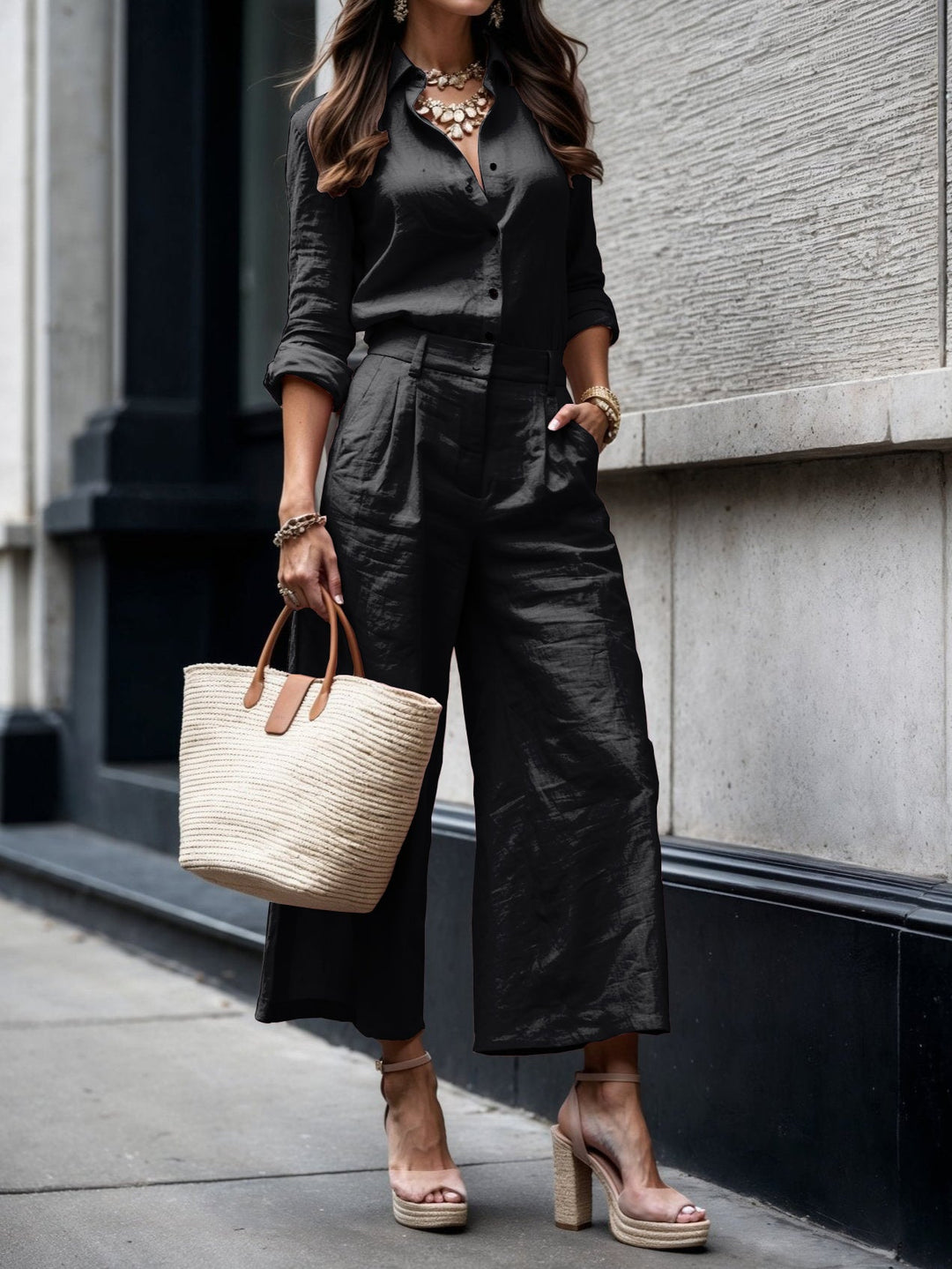Nelle | Elegant Shirt & Capri Set