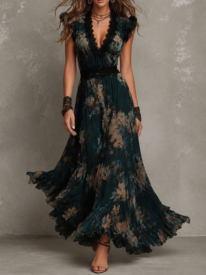 Gillian | Elegant Floral Print Maxi Dress