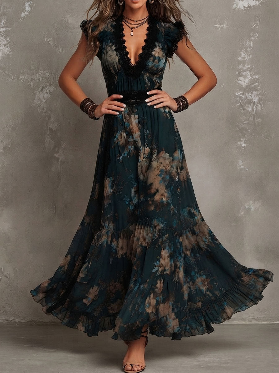 Gillian | Elegant Floral Print Maxi Dress