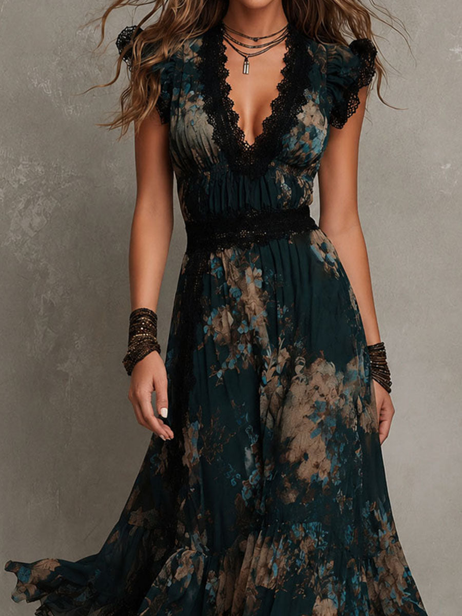 Gillian | Elegant Floral Print Maxi Dress