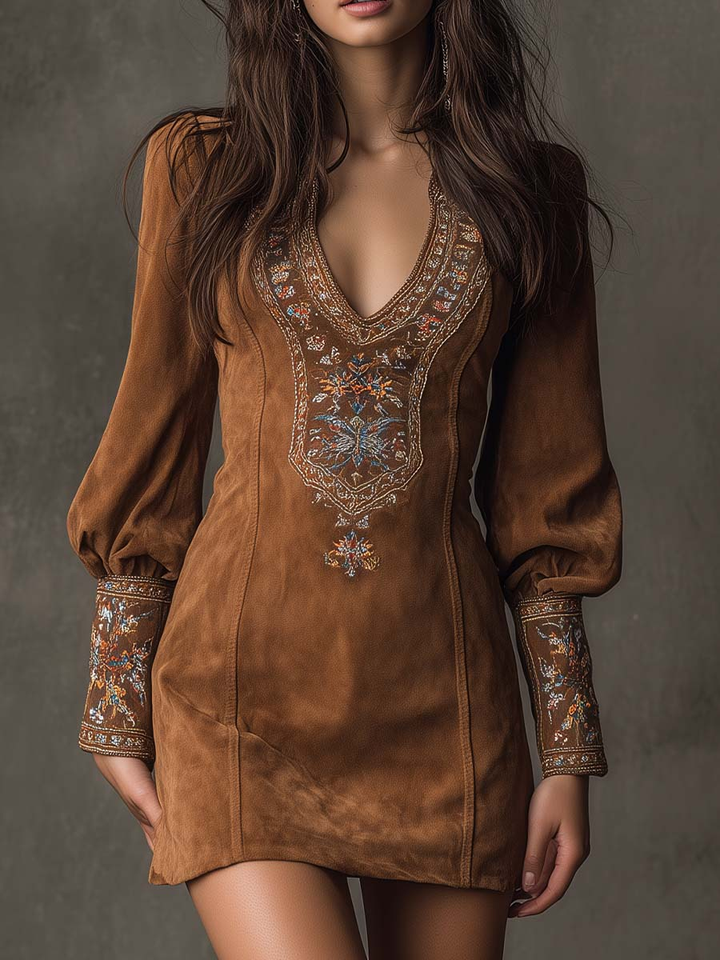 Hosanna | Suede Textured Mini Dress