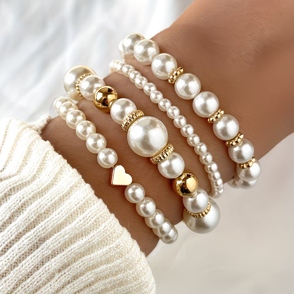 Nysa - Pearl Stacking Bracelet Set of Four
