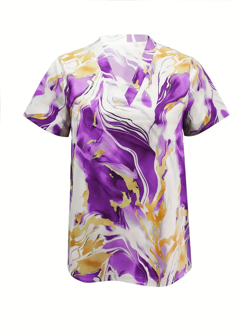 Mildred - Marble Print Short Sleeve Shirt