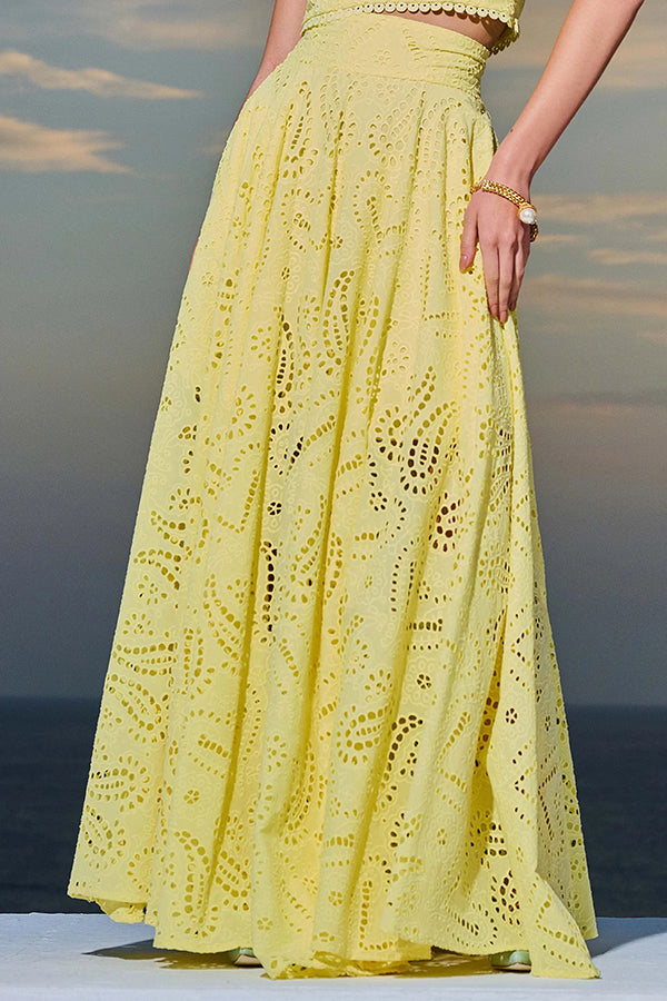 Larissa | Embroidered, High-Waist Maxi Skirt Set
