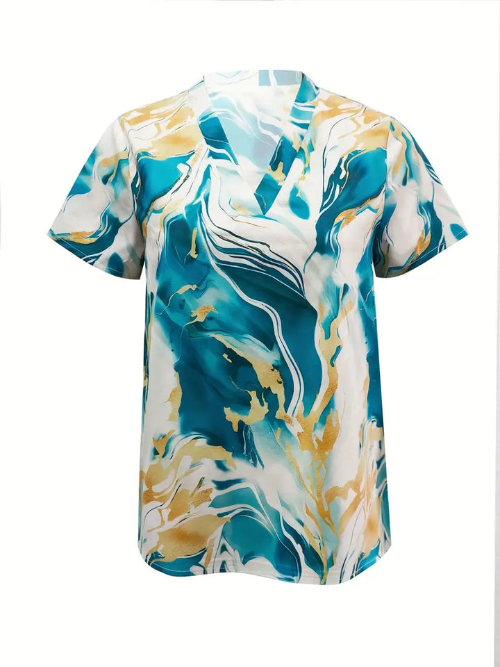 Mildred - Marble Print Short Sleeve Shirt