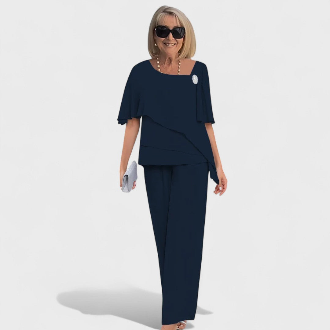 Wynonna | Elegant Two-Piece Set with Textured Knit Top and Flowy Skirt