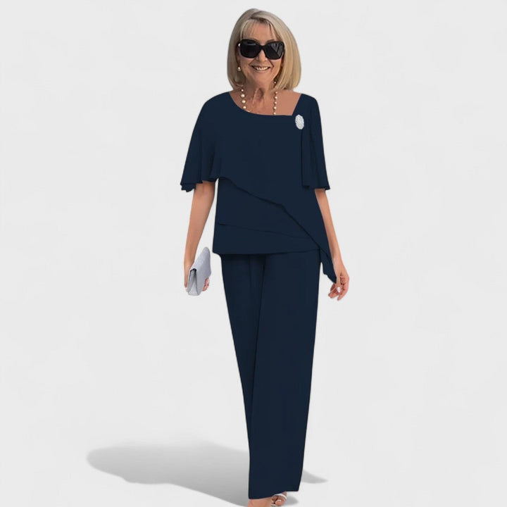 Wynonna | Elegant Two-Piece Set with Textured Knit Top and Flowy Skirt