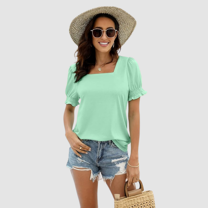 Célina | Square Neck Three Quarter Sleeve Top