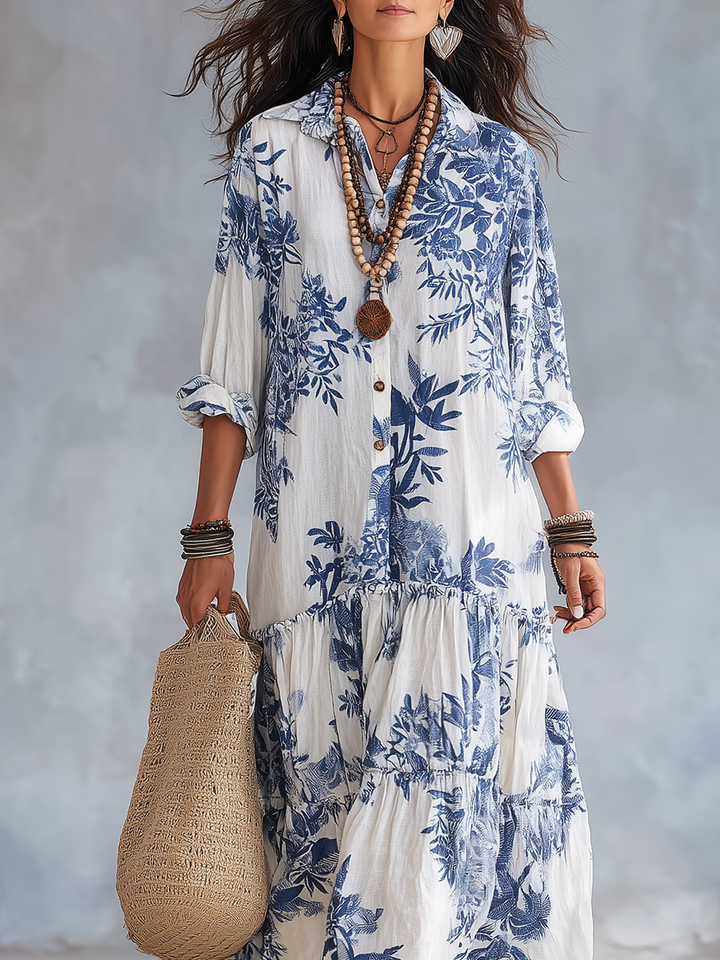 Faina | Floral Print Chiffon Maxi Dress