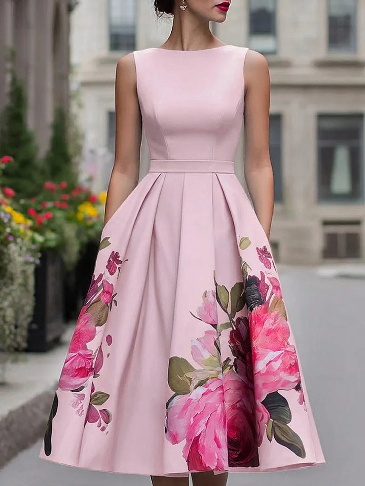 Xandra - Elegant Three Quarter Sleeve Midi Dress