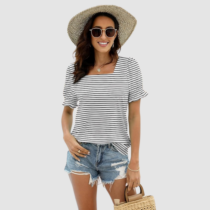 Célina | Square Neck Three Quarter Sleeve Top
