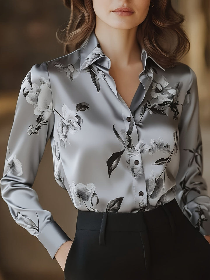 Monique | Elegant Satin Three Quarter Blouse