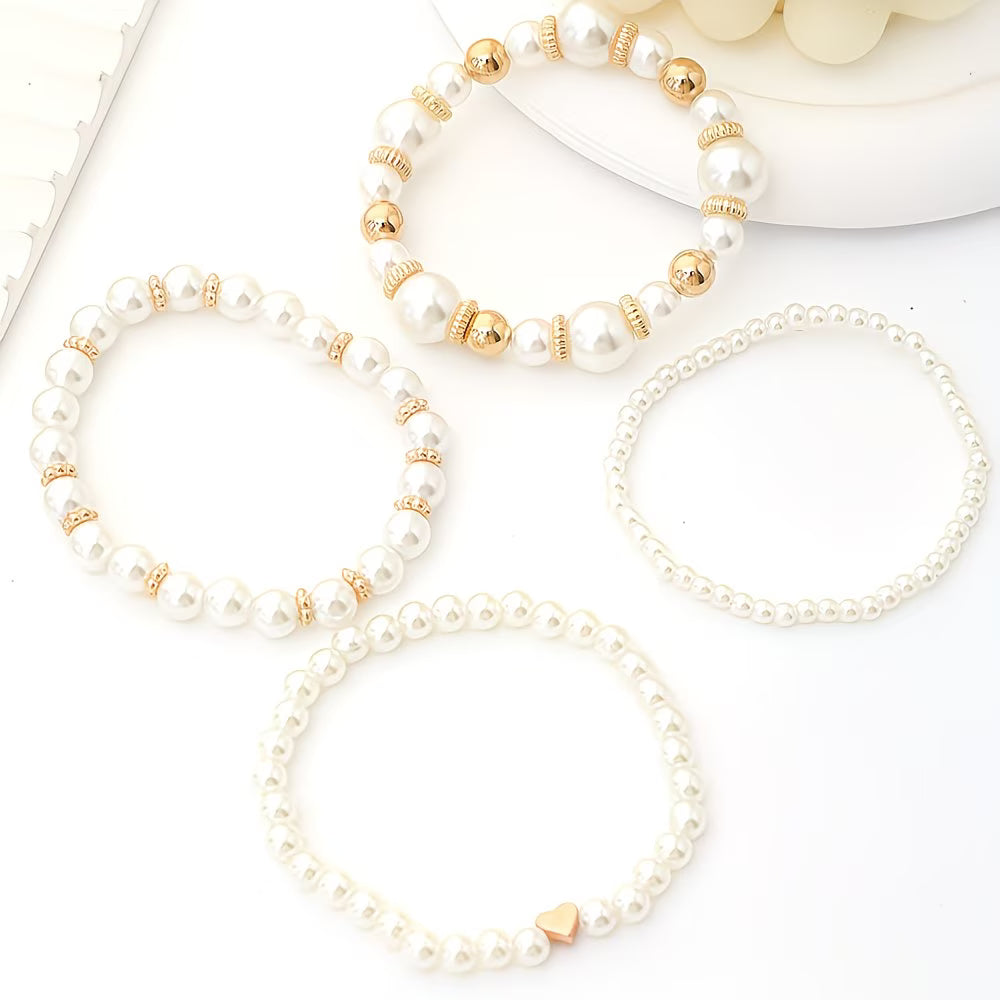 Nysa - Pearl Stacking Bracelet Set of Four