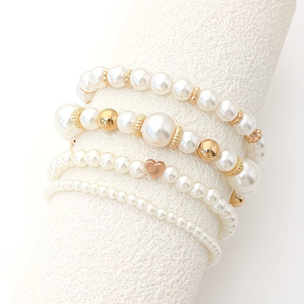 Nysa - Pearl Stacking Bracelet Set of Four