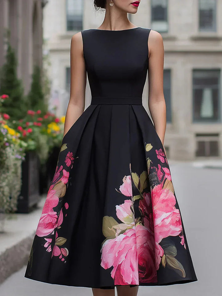 Xandra - Elegant Three Quarter Sleeve Midi Dress