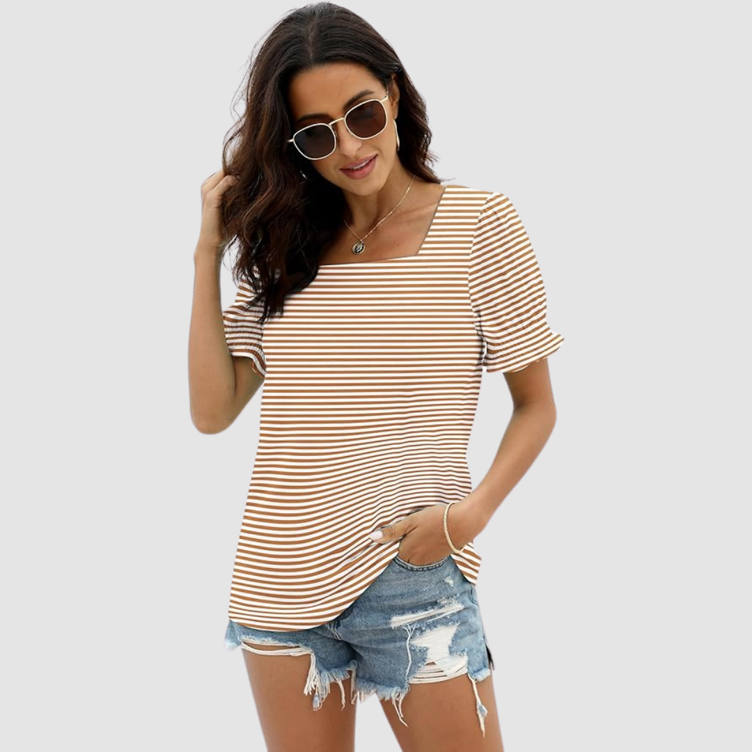Célina | Square Neck Three Quarter Sleeve Top