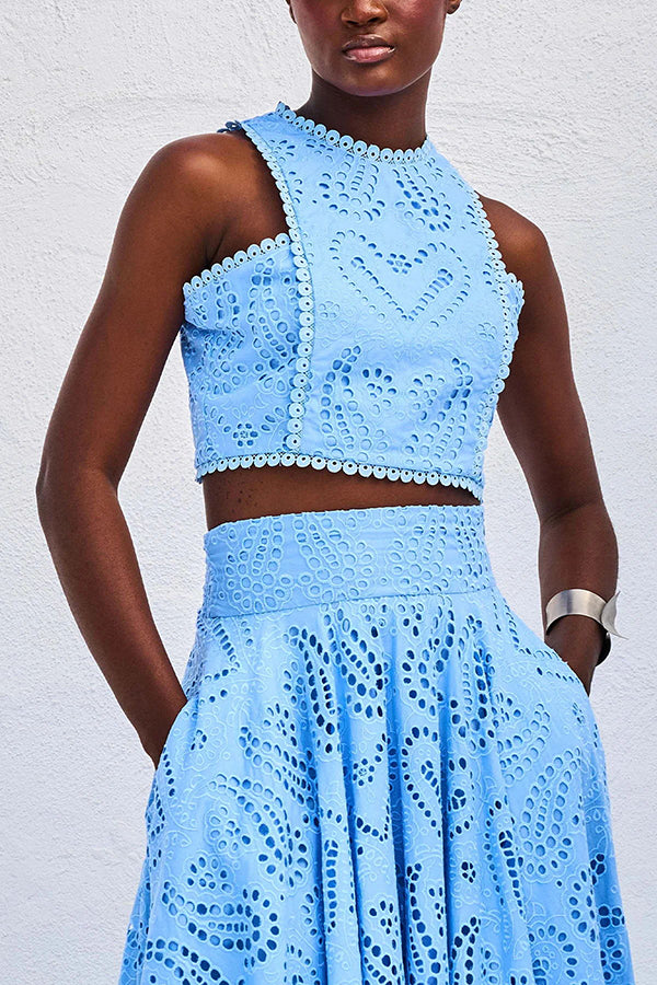 Larissa | Embroidered, High-Waist Maxi Skirt Set