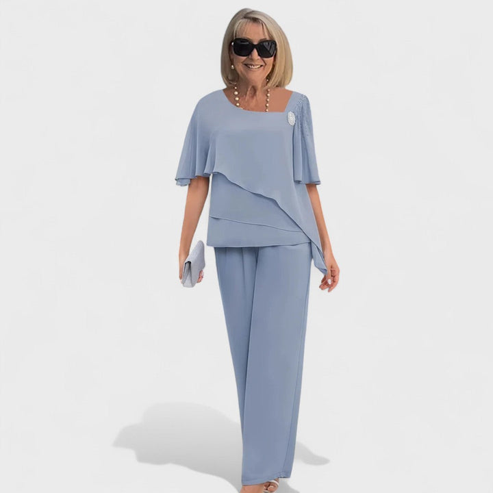 Wynonna | Elegant Two-Piece Set with Textured Knit Top and Flowy Skirt