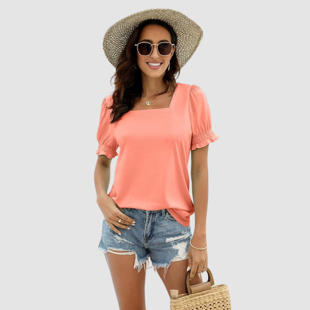 Célina | Square Neck Three Quarter Sleeve Top