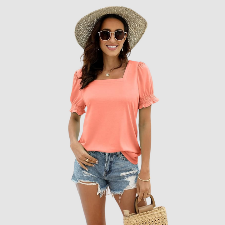 Célina | Square Neck Three Quarter Sleeve Top