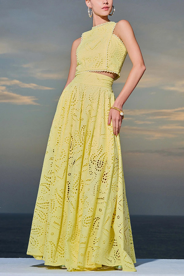Larissa | Embroidered, High-Waist Maxi Skirt Set