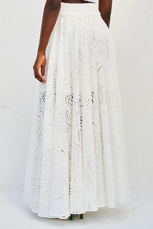 Larissa | Embroidered, High-Waist Maxi Skirt Set