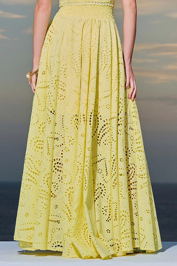 Larissa | Embroidered, High-Waist Maxi Skirt Set