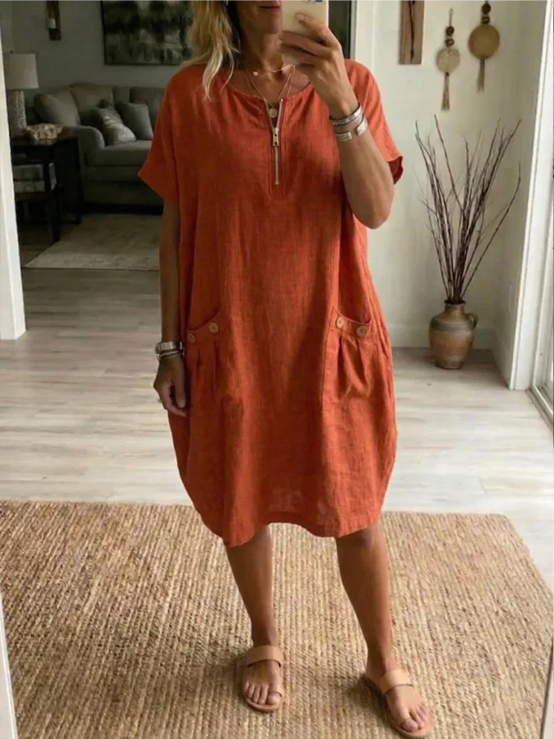 Amy's Wardrobe | Elegant Zip-Front Maxi Dress