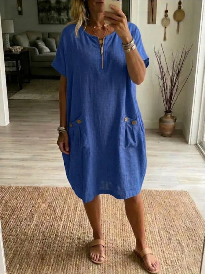 Amy's Wardrobe | Elegant Zip-Front Maxi Dress
