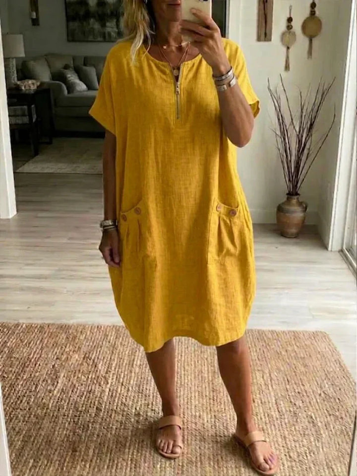 Amy's Wardrobe | Elegant Zip-Front Maxi Dress