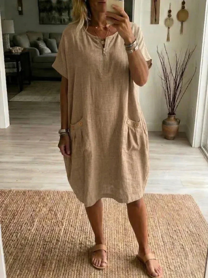 Amy's Wardrobe | Elegant Zip-Front Maxi Dress