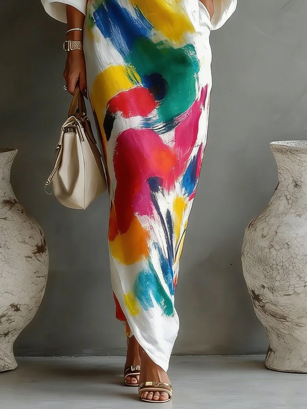 Danella | Floral Print Three Quarter Sleeve Maxi Dress