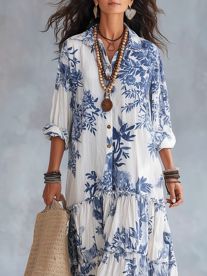 Faina | Floral Print Chiffon Maxi Dress