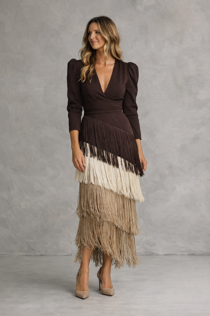 Erin | Elegant Three Quarter Sleeve Maxi Dress
