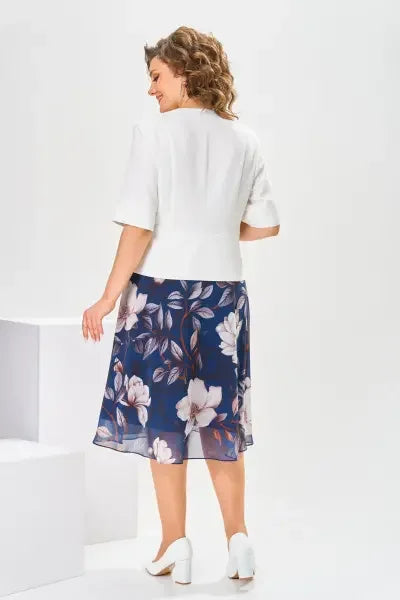 Beryl | Floral Print Three Quarter Sleeve Midi Dress