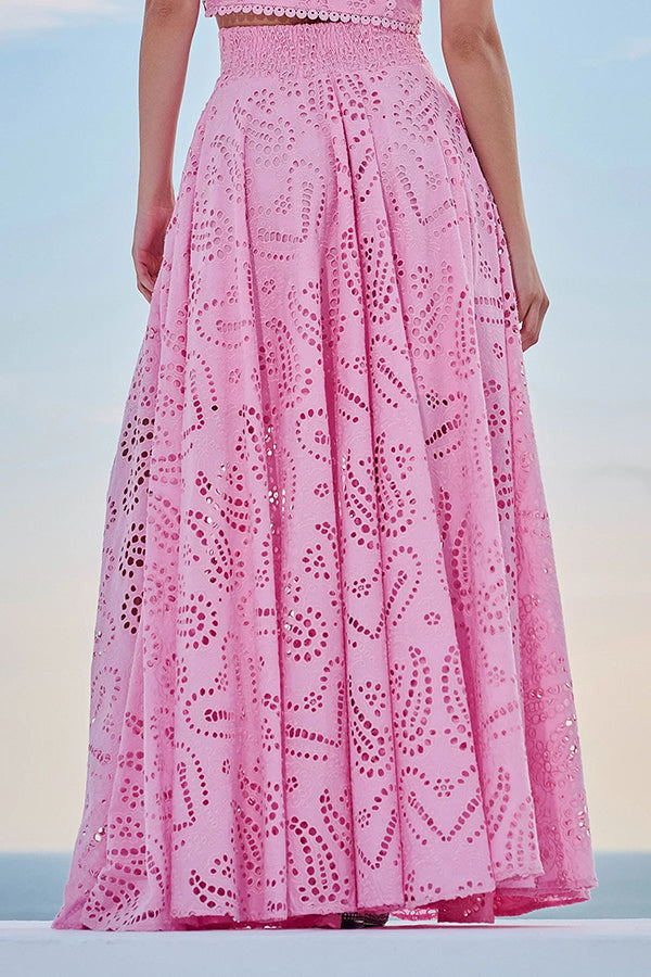 Larissa | Embroidered, High-Waist Maxi Skirt Set