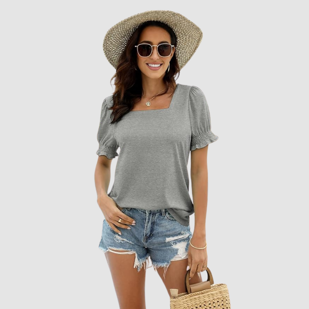 Célina | Square Neck Three Quarter Sleeve Top