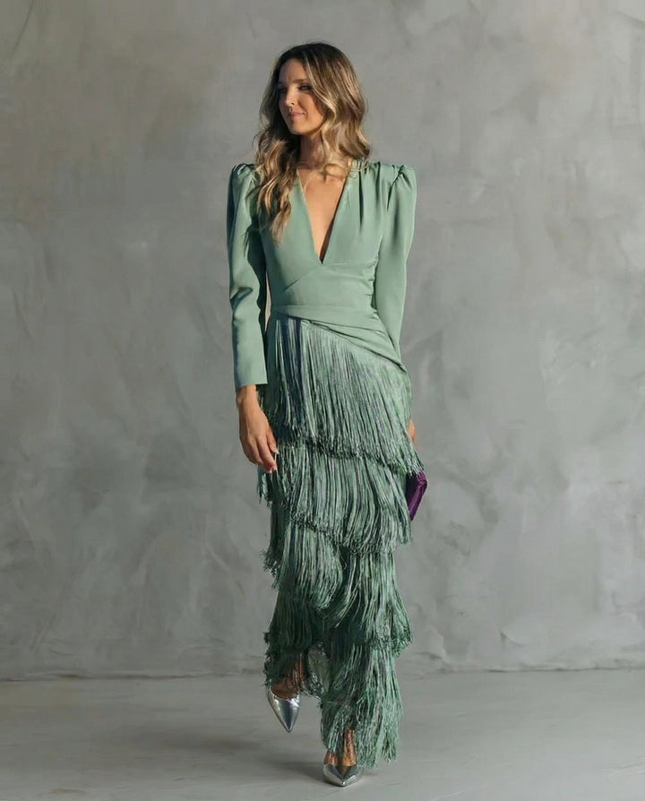 Erin | Elegant Three Quarter Sleeve Maxi Dress