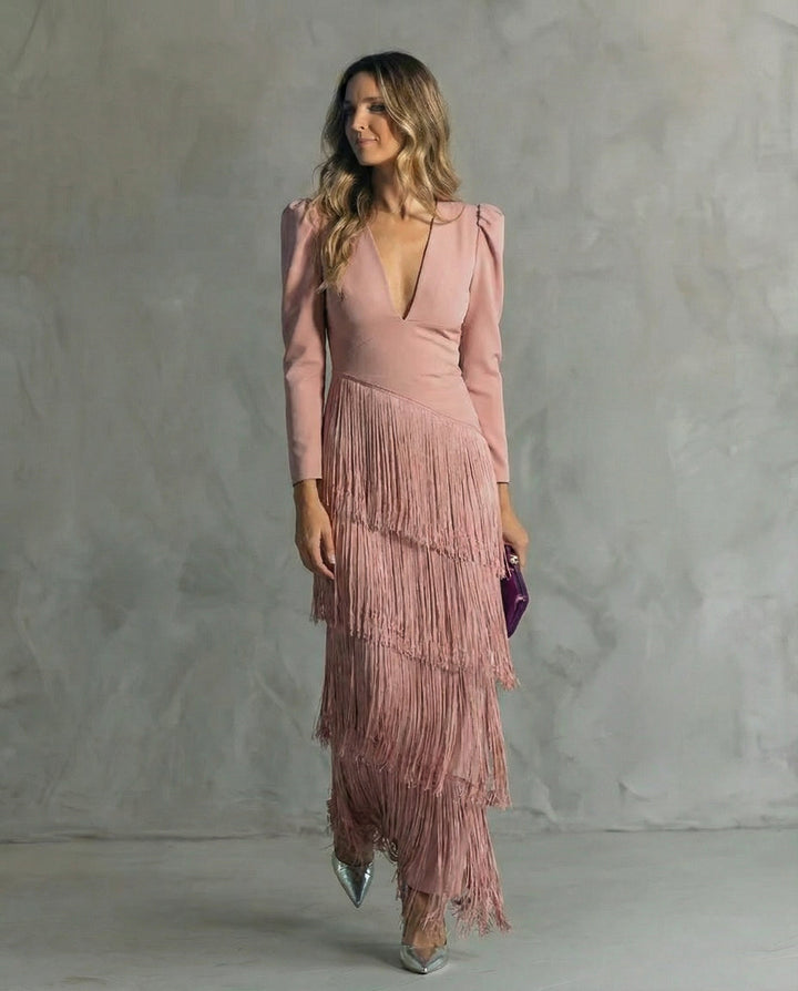 Erin | Elegant Three Quarter Sleeve Maxi Dress